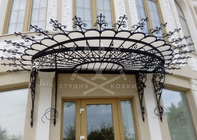 Ажурный кованый козырек на крыльцо КК-238 - фото 2